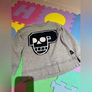 Nununu Gray Sweatshirt with Skull Graphic